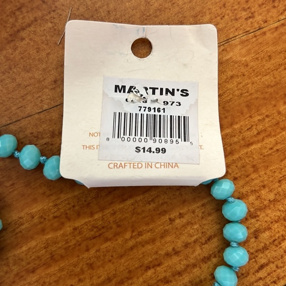 2-60” beaded necklaces. One teal (NWT) one grey. - Picture 3 of 4